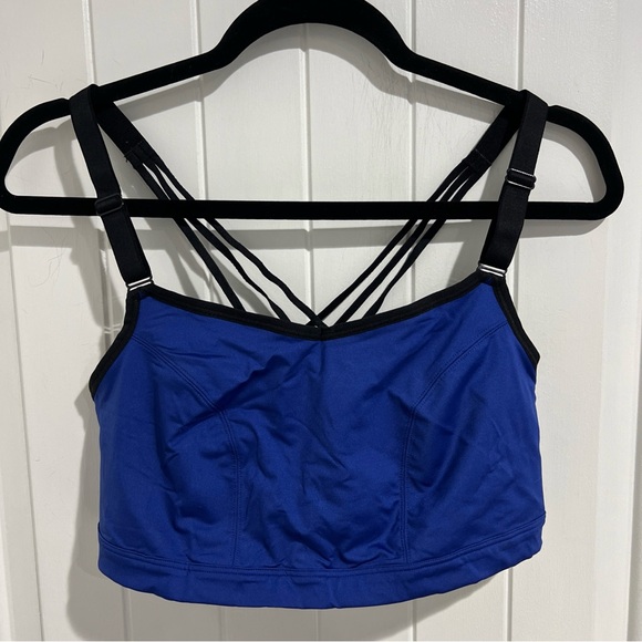 LIVI Activewear Womens Low Impact Wireless Black Blue Yoga Sports Bra Size 14/16 - Picture 1 of 14